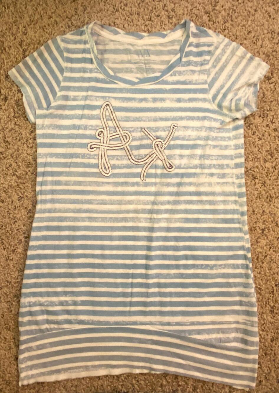 Armani Exchange Womens Size XS Striped Anchor Short Sleeve T Shirt
